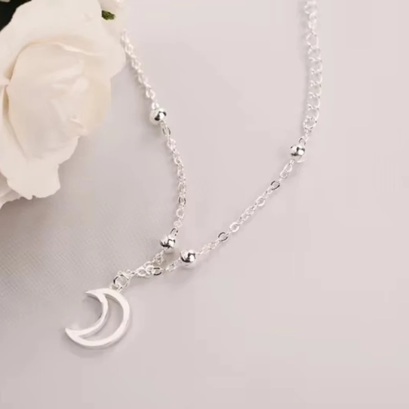 New Fashion Jewelry Beautiful 925 Sterling Silver Bracelets Moon Simple Personality Sweet Bracelets