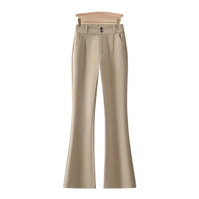 عالية الخصر متوهج السراويل السراويل في الربيع والخريف جديد عادية تنوعا سليم البدلة السراويل متوهج بناطيل كاجوال للنساء