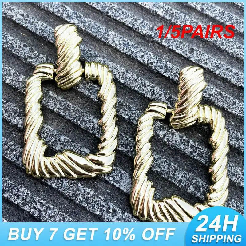 1/5PAIRS Gold Alloy Earrings High Quality Spiral Design Jewelry Jewelry Best Seller Geometry Statement Earrings Fashionable