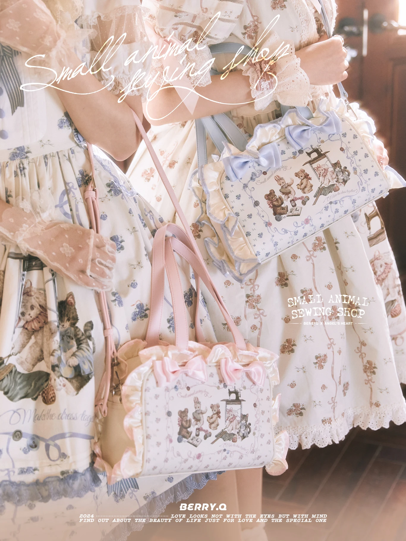 Cute Animals Sweet Cute Women's Bag Lolita Girls Ruffled Bow Handbag Fashion Tote Bags