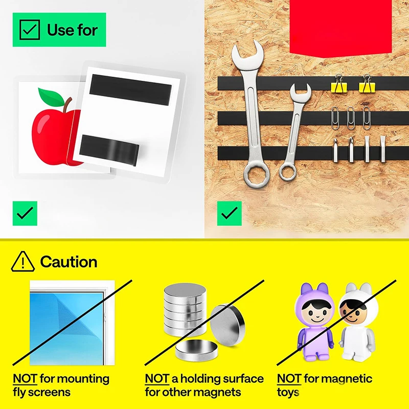 Self-Adhesive Super Strong Rubber Magnetic Tape Strips – Flexible Roll for DIY Photo, Poster & Fridge Magnets view 3