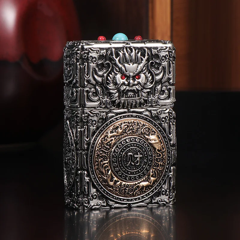 ZORRO облачный узор, четырехсложная масляная зажигалка, креативная личность, модный винтажный шлифовальный круг в стиле ретро, ветрозащитная броня