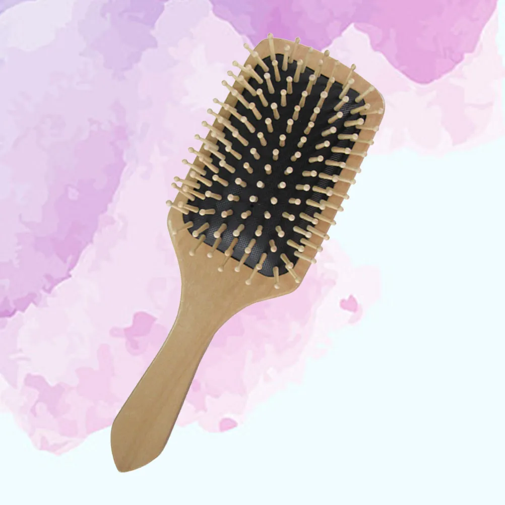 Wooden Hair Brush Massage Comb with Smooth Polished Natural Wood Handle and Bristles for All Hair Types Scalp Stimulation Shine