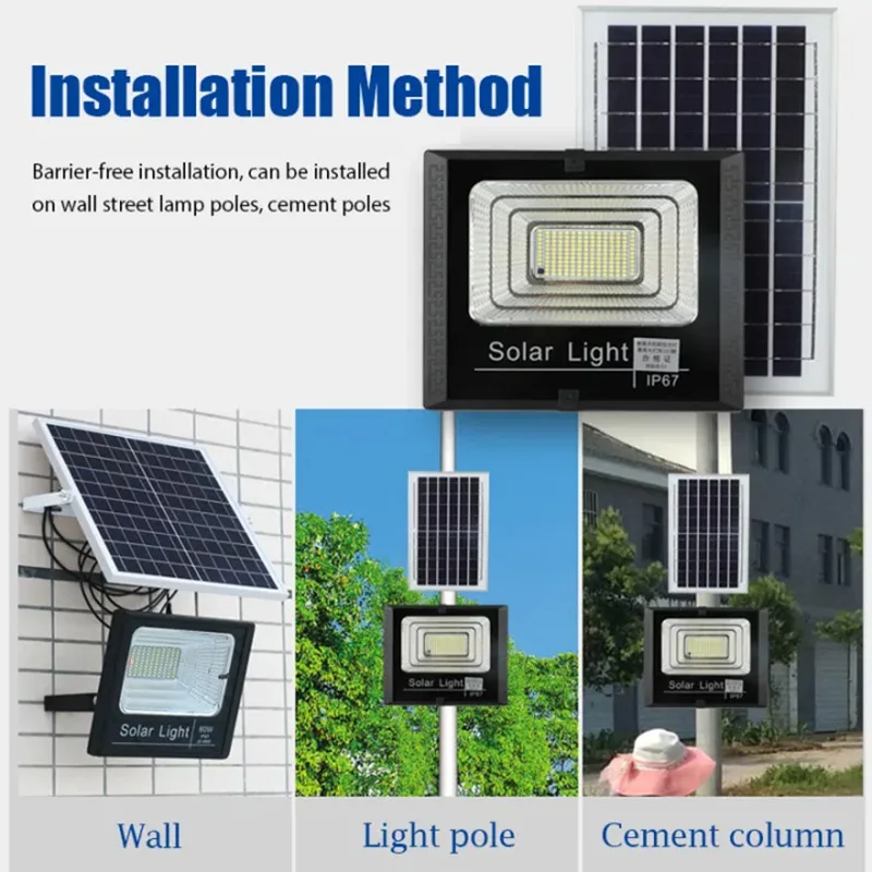 

100W Solar Led Light House And Garden Solar Lighting IP67 Waterproof Remote Control High Brightness Courtyard Villa Lighting