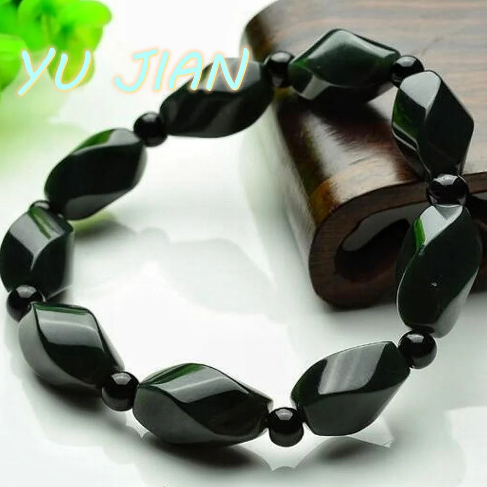 Natural Sapphire Hetian Jade Bracelet Gift Emerald Bangle Dragon Scale Handring Genuine Jade Beads Chain Exquisite Jewelry