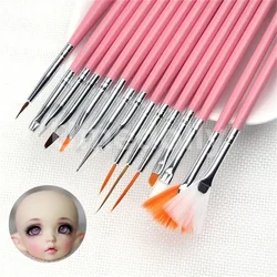 15 pieces/set Blyth doll paint brush, suitable for 1/3 1/4 1/6 SD BJD doll face DIY makeup tool accessories black white pink