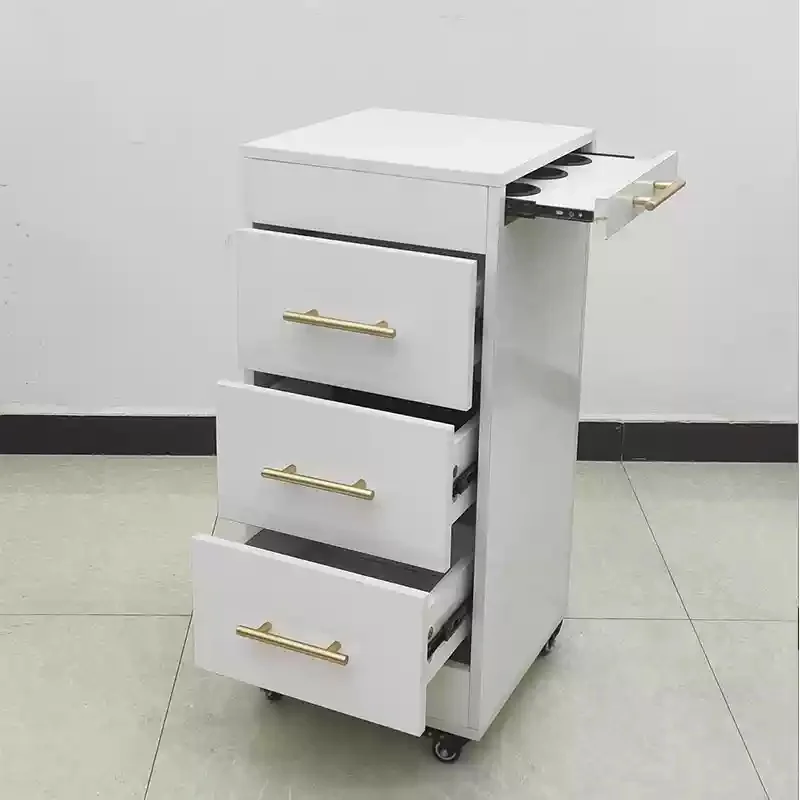 Yicheng Beauty Wholesale Salon Trolley Storage Cabinet 3 Layers Cabinet With Drawer Swivel Rolling Wheels for Barber Shop