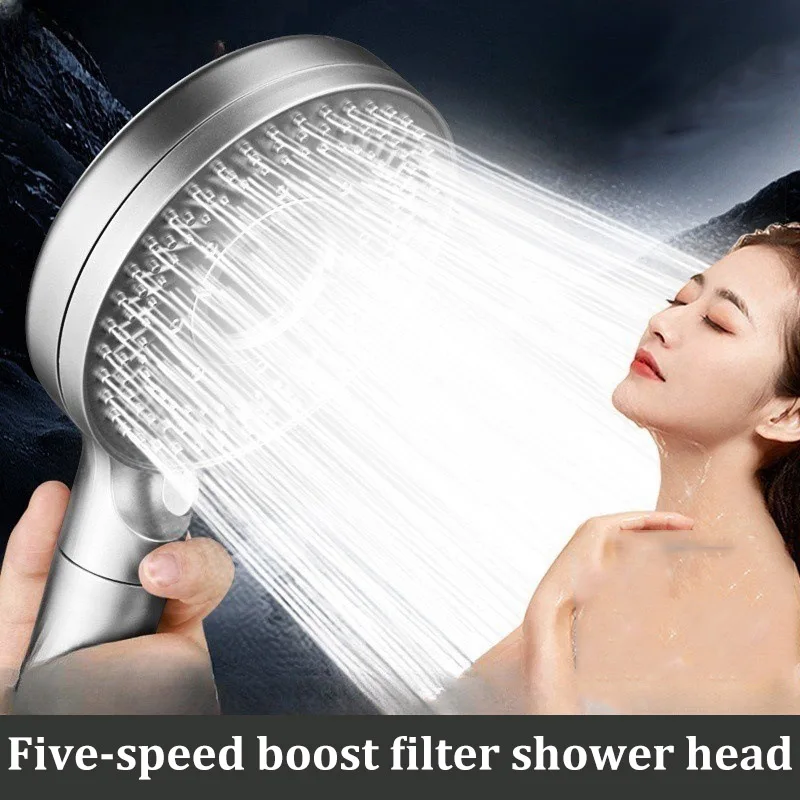 

5-speed boost filter rain shower large panel handheld shower head bathroom accessories super strong