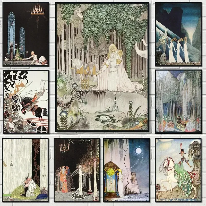 Vintage Kay Nielsen Illustration Poster Fantasy Fairytale Character Art Prints Canvas Painting Wall Pictures Room Home Decor