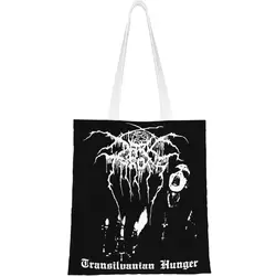 Black Metal Band Darkthrone Canvas Tote Bag Trendy Large Capacity Shopping Bag for Unisex Transilvanian Hunger Daily Bags