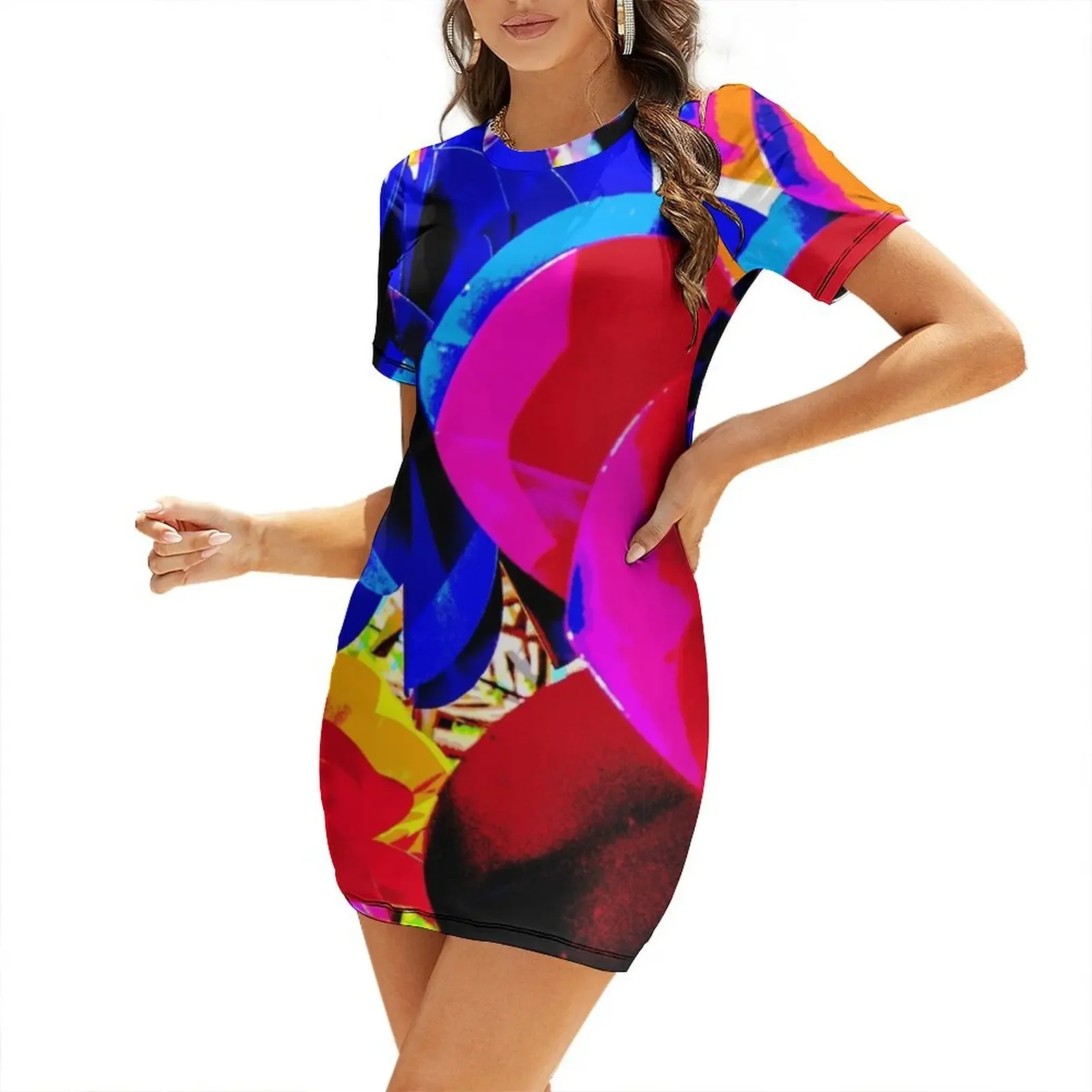 

Southwest Metal Flowers, Ruidoso, N.M. Short-Sleeved Dress Women's skirt summer dress daily sensual sexy dress for women