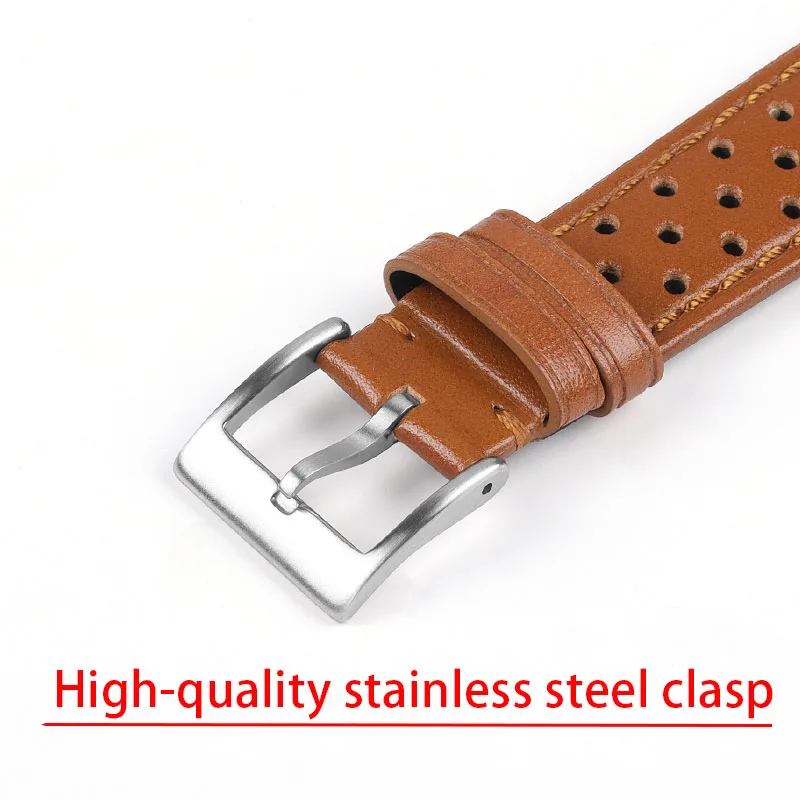 Breathable oil wax Watch Strap for Women Men 4 Colors Strap 18mm 20mm 22mm Universal Watch Band Deployment Clasp