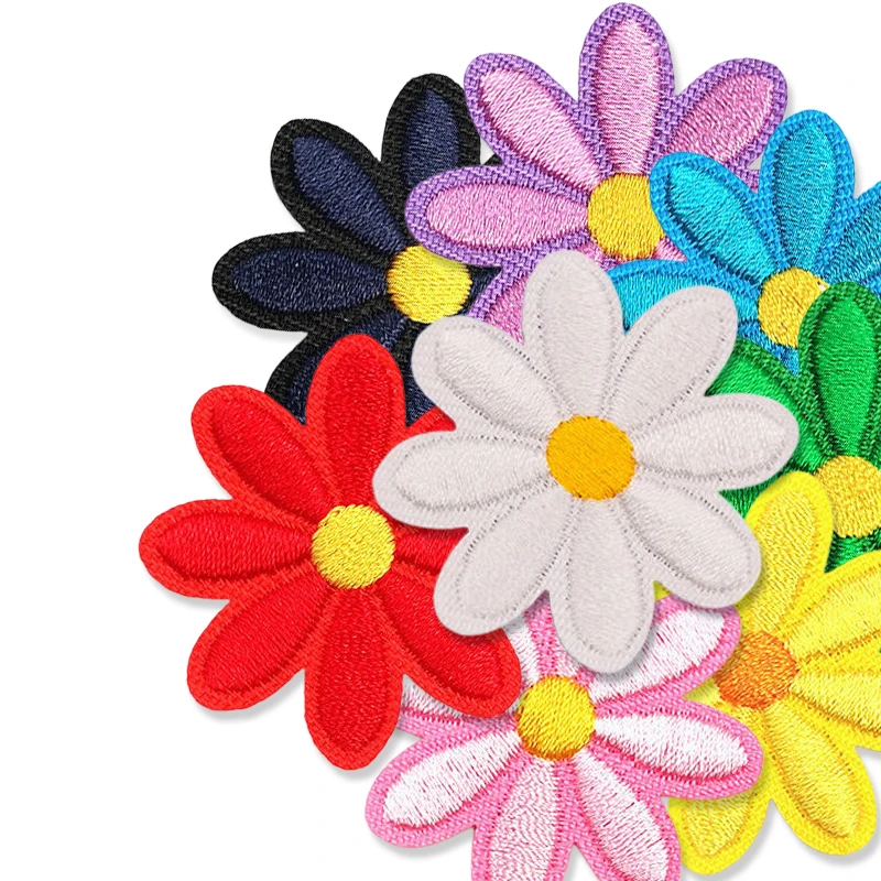 8 pçs lote flor em massa designer remendos para roupas ferro em parches bordado para ropa pacote adesivo térmico bordado costurar listras