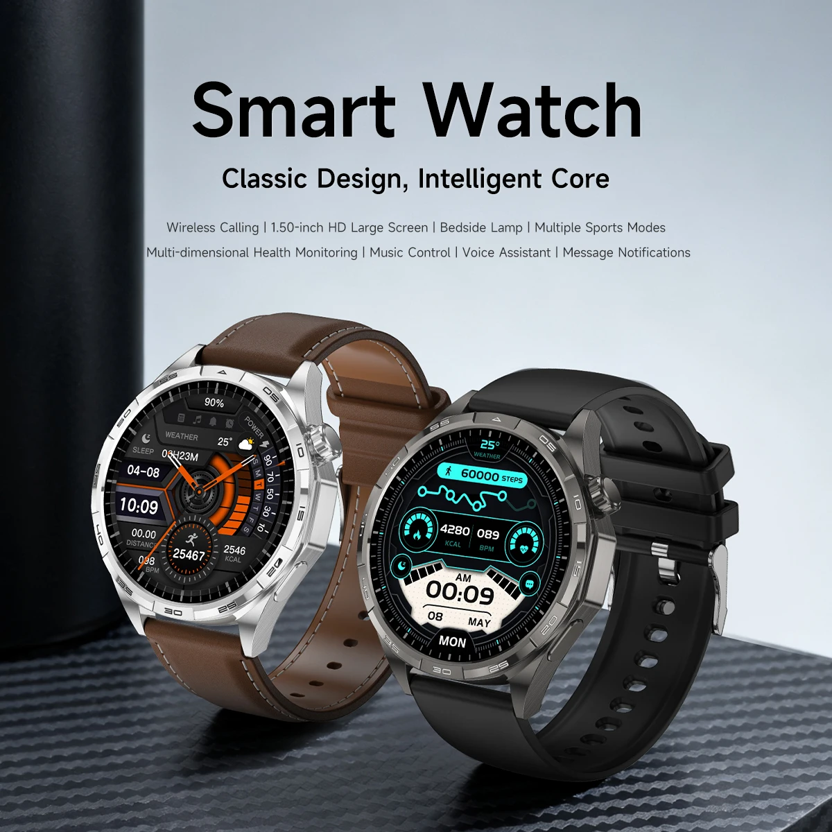 

2025 New Smart Watch 6 Pro Men HD AMOLED Screen Sports GPS Motion trajectory HeartRate Bluetooth Call 1.50"SmartWatch Waterproof