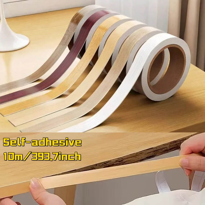 1 rollo de cinta de borde de PVC autoadhesiva con efecto madera de 10m x 3cm, para renovación, tira de sellado de bordes engrosada