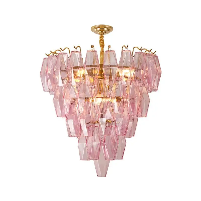 

French medieval villa high-end glass chandelier French light luxury bedroom dining room girl powder lamp living room chandelier