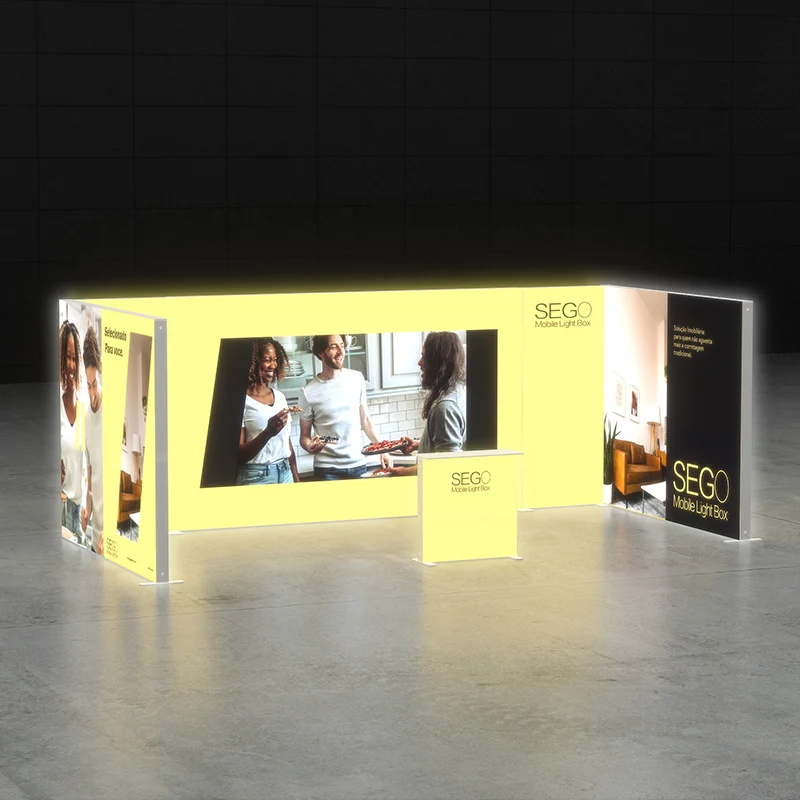 Soluzione espositiva per lightbox modulare all-in-one da 3x6 m Kit display retroilluminato portatile completo da 10x20 piedi per eventi di marketing indoor