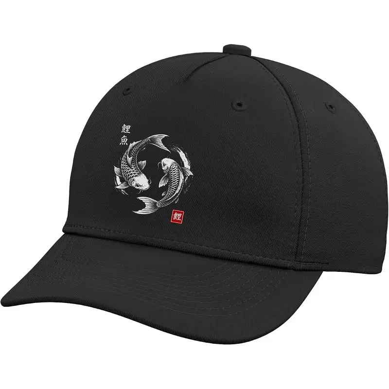 Koi Fish Japanese Yin and Yang Harmony Balance Adjustable Baseball Hat