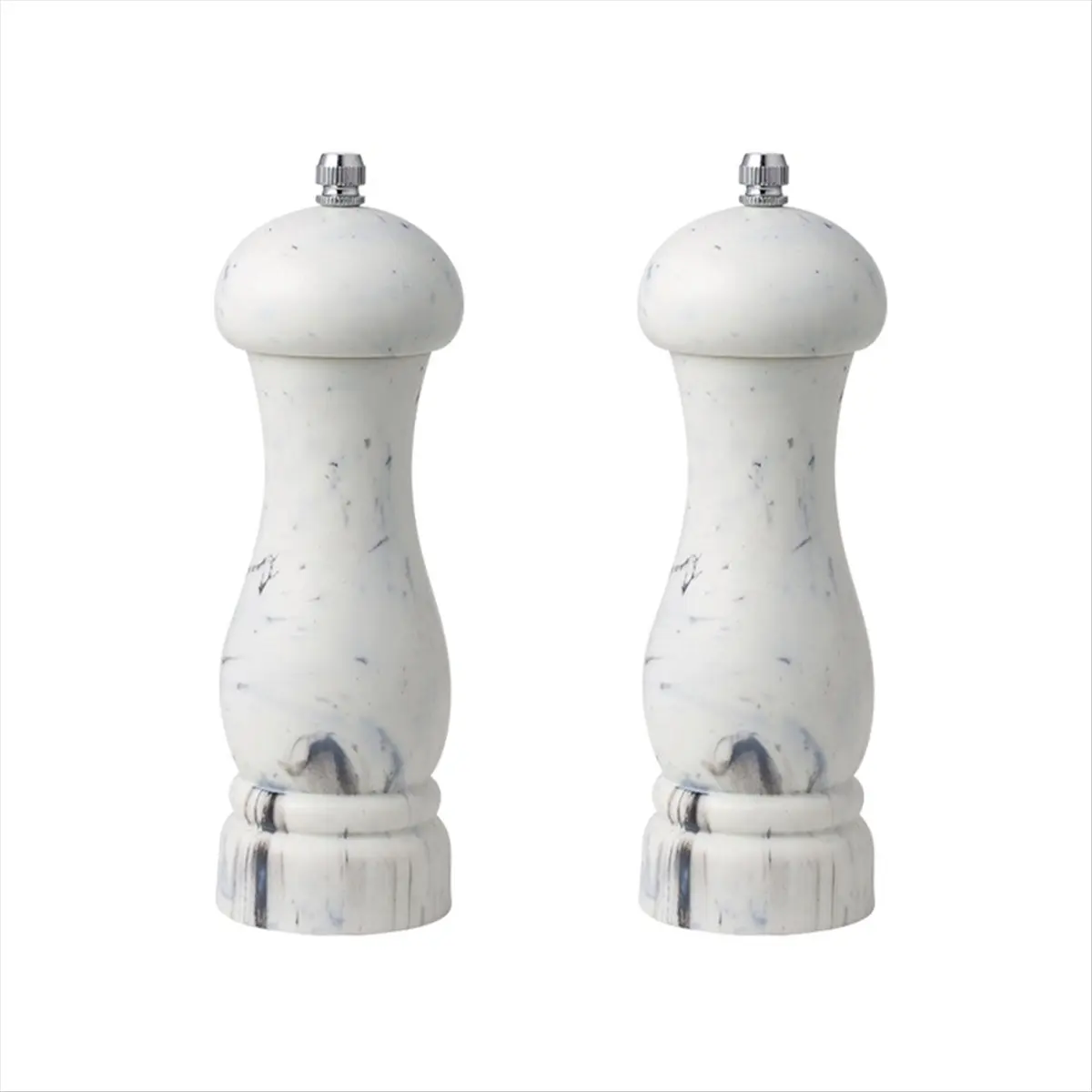 AT16 Salt & Pepper Grinder Set, Imitation Marble Refillable Mills, Easy-to-Use Manual Spice Grinders for Peppercorns 2Pcs