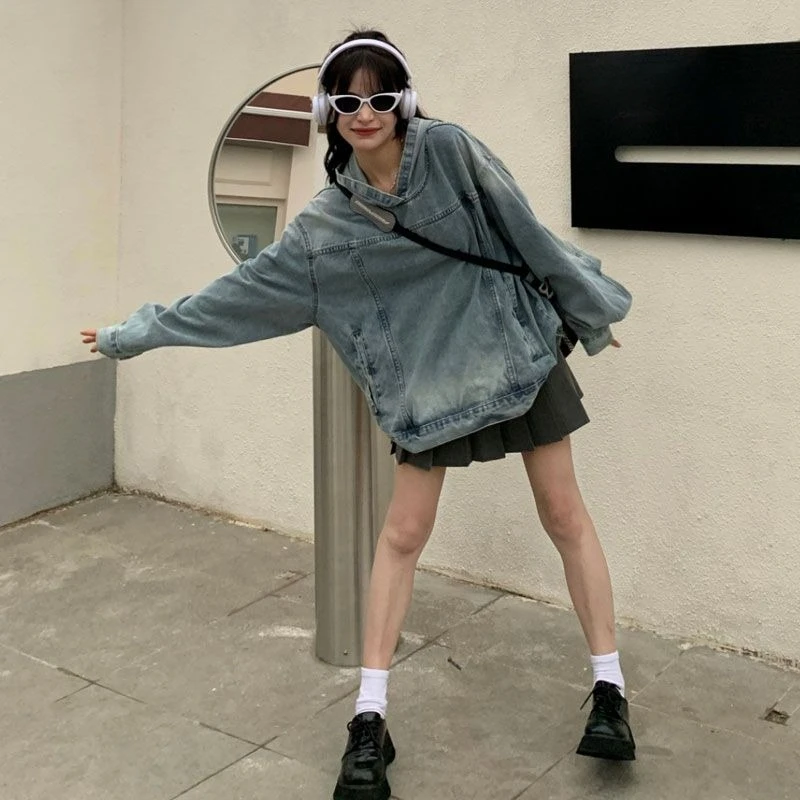 

Весенне-осенние свободные женские толстовки с капюшоном Harajuku, модная корейская уличная одежда Y2k, базовая одежда Kpop, женский топ с капюшоном