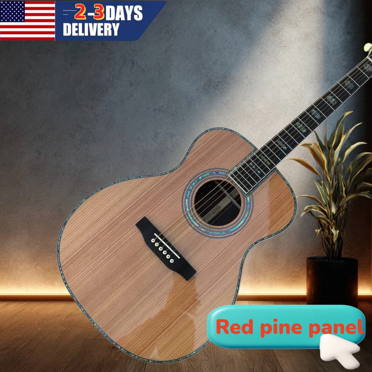 

Red Pine Panel OM Series Original Guitar 6-String Bone Nut Music Festival Performance Hobbies Musical Instruments