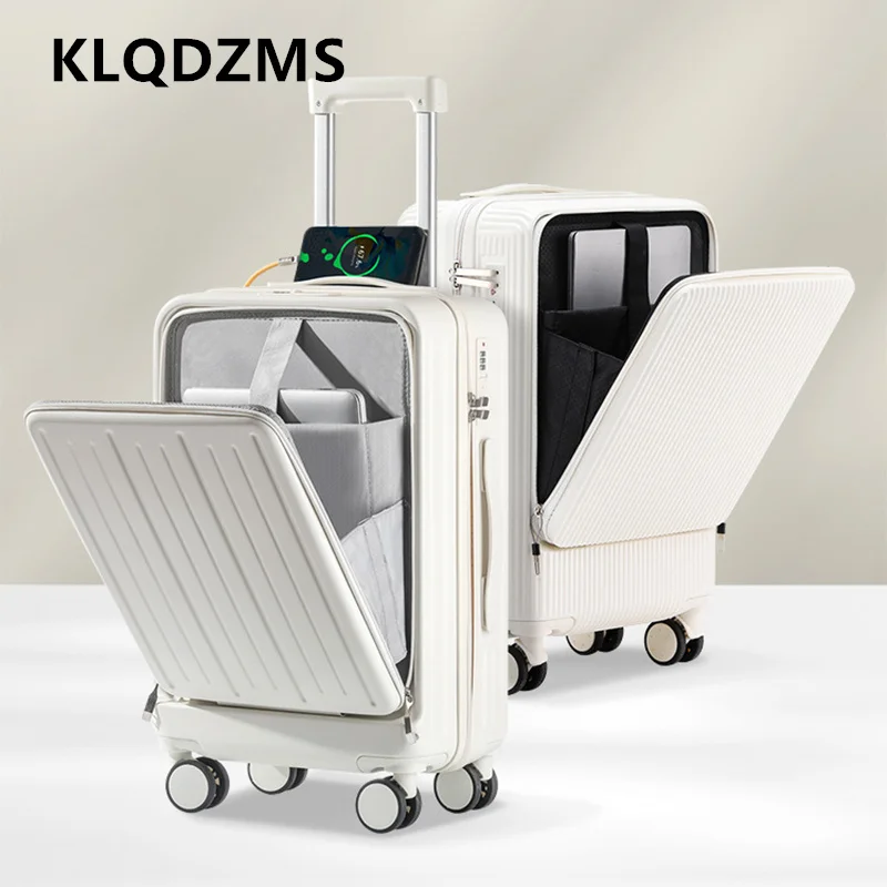 KLQDZMS 20 Inch Charging Suitcase Front Opening Boarding Case 22