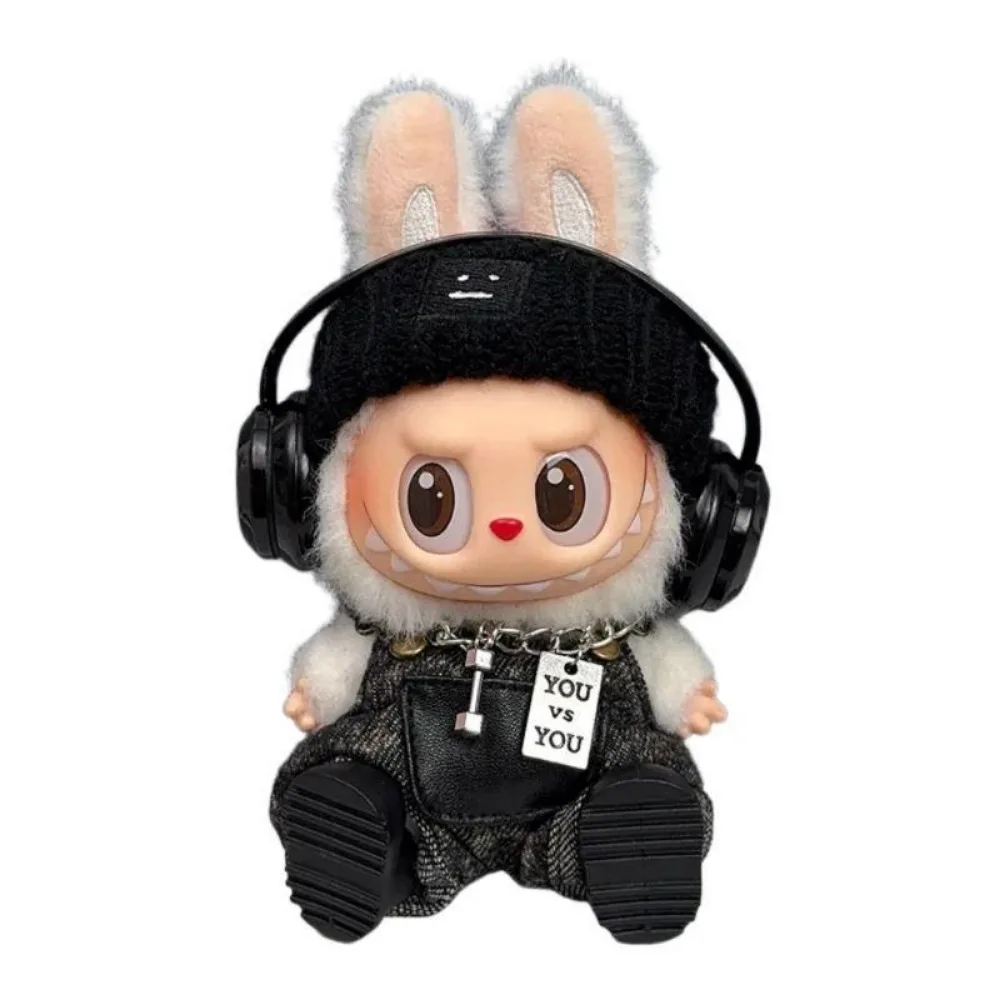 

4PCS 1Set 10cm Labubus 4.0 Dolls Shoes Headphones Necklaces Clothes Dress Up Doll Accessories Sitting Party Dress Game DIY Toys