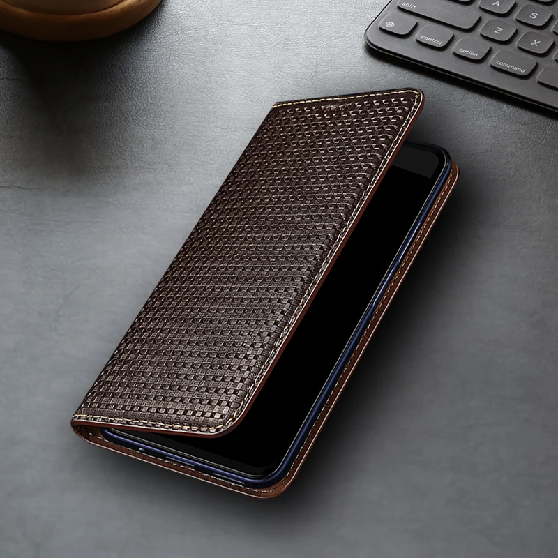 حافظة جلدية أصلية من حصيرة العشب لهاتف iQOO 3 5 7 8 9 10 11 11S 12 13 Pro حافظة بطاقات مقاومة للخدش