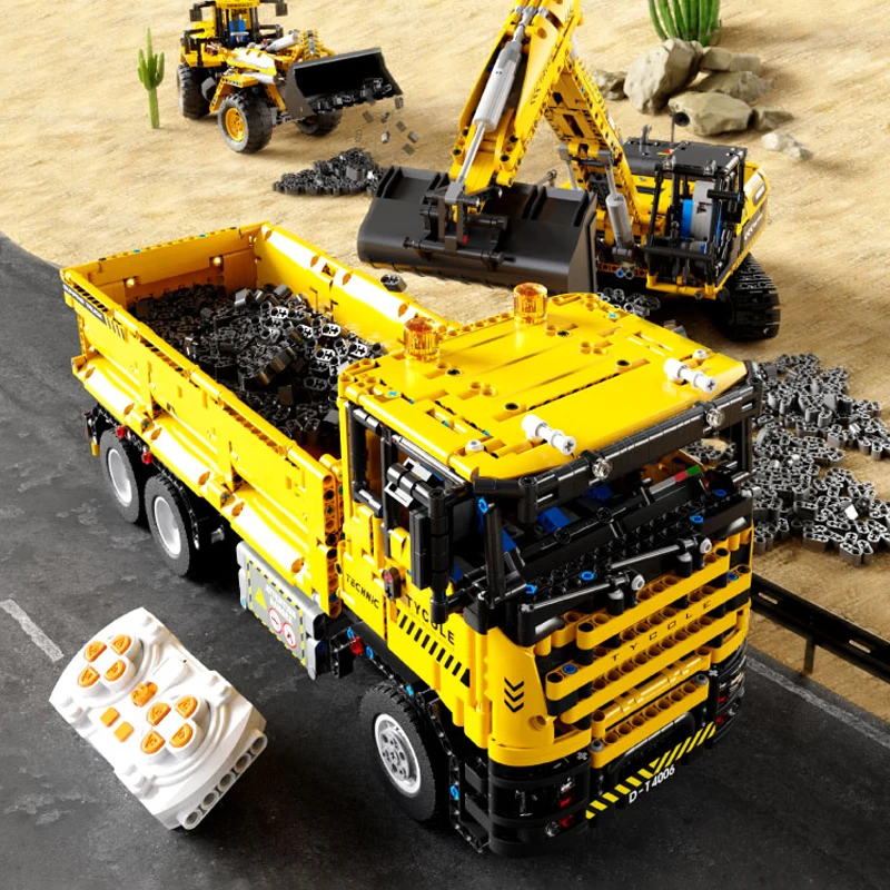 Technical Car Excavator APP Remote Control Moter Power T4001 Bricks Building Blocks Engineering Truck Toys Kids Moc Sets Gift