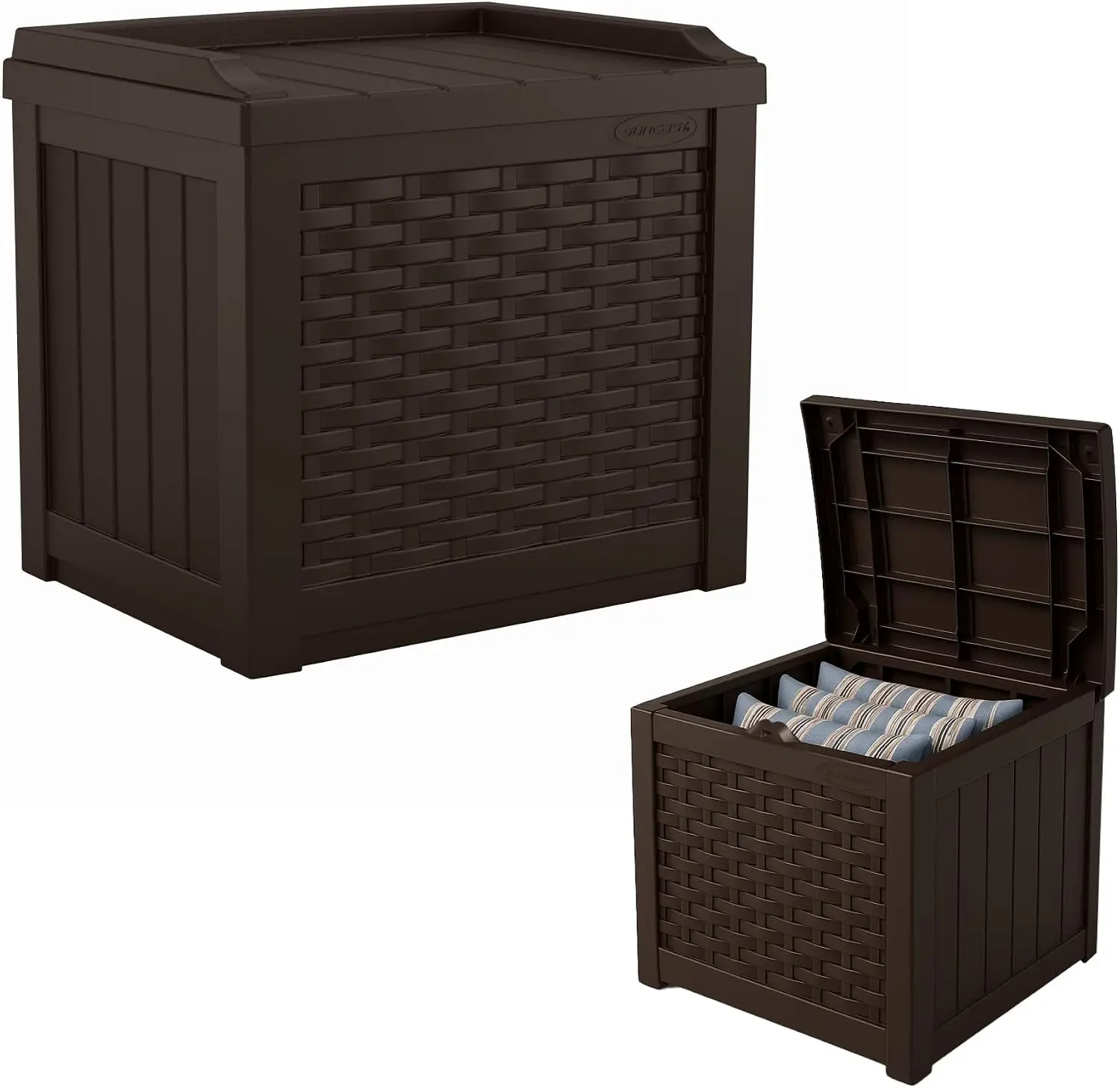 22-Gallon Small Outdoor Deck Storage Box with Seat, Java