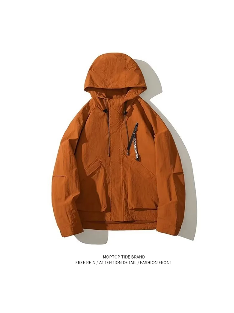 

Уличная ветрозащитная водонепроницаемая куртка-спецовка с капюшоном для мужчин и женщин, весенне-осенняя, из полиэстера