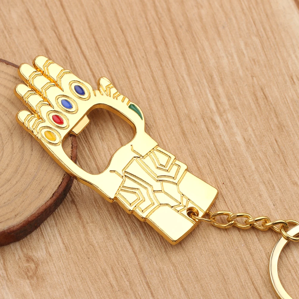 Disney Marvel Infinity Gauntlet Pendant Keyrings Thanos Infinity Gauntlet Creativity Beer Bottle Opener Men's Portable Gadgets