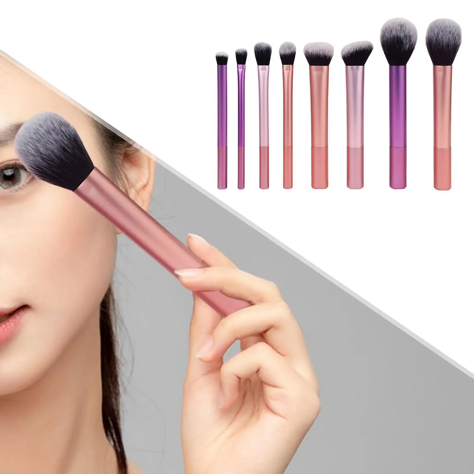 8x Cosmetic Brush Highlight Brush Wenkbrauwborstel Make-upborstelset