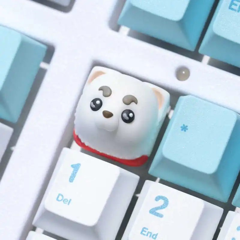 3D GINTAMA Sadaharu Cute KeyCaps Resin Layered Drip Gel MX Switches Anime Peripherals Keycap for Mechanical Keyboard Accessories