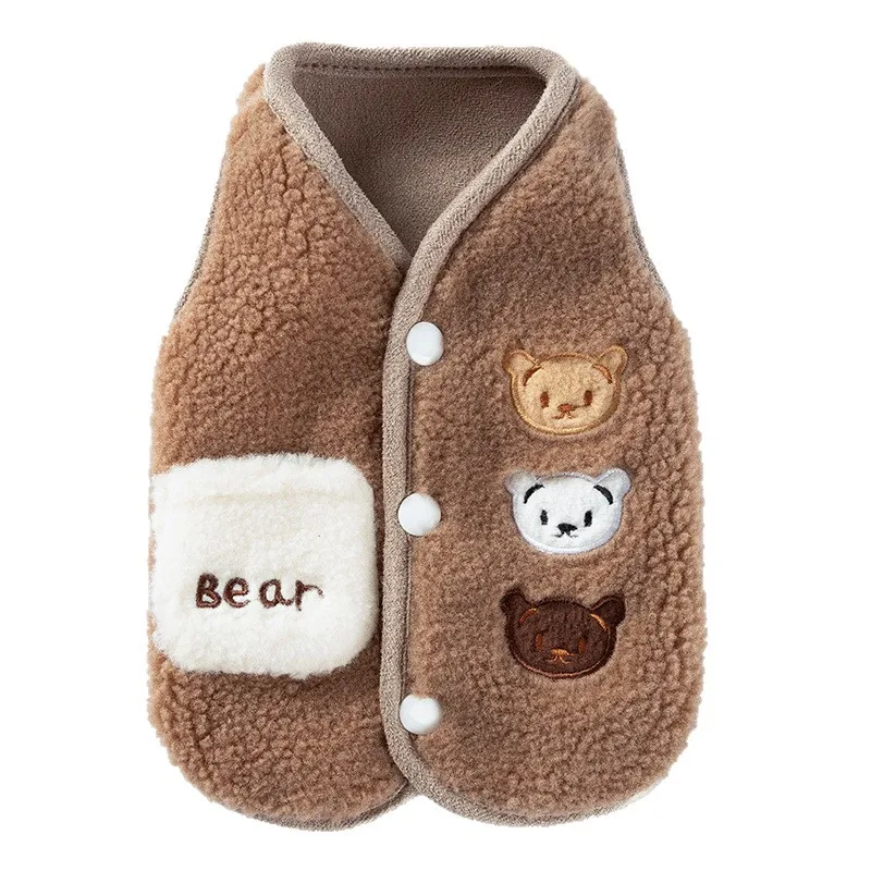 

Autumn and winter cartoon bear embroidered dog clothes thickened warm fleece vest small and medium teddy pet cat clothes
