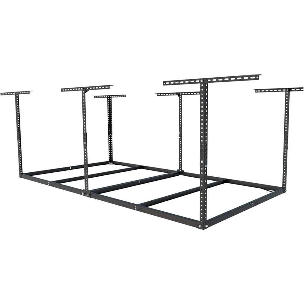 4x8 Overhead Garage Storage Rack without Decking,Heavy Duty Metal Garage Ceiling Storage Racks,Black