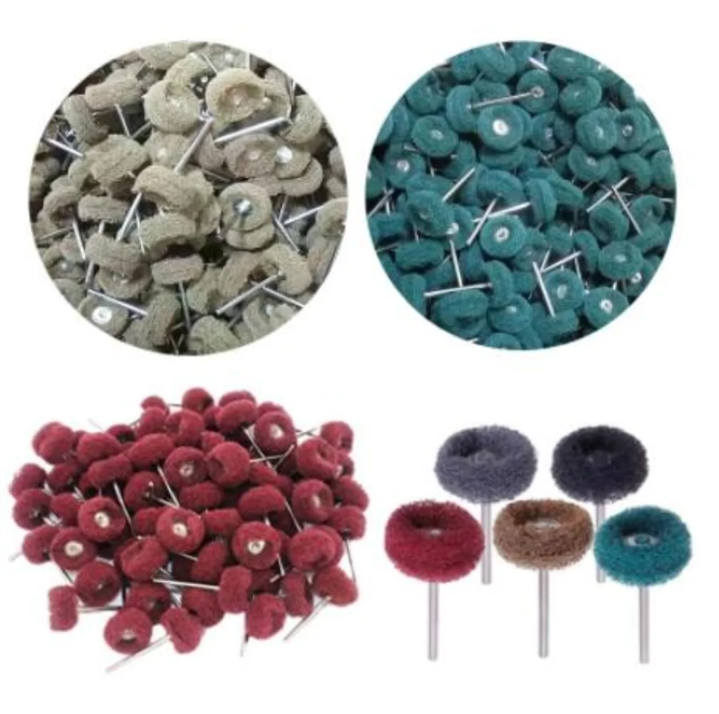 50pcs Drill Abrasive Brush Nylon Buffing Polishing Wheel 2.35mm Shank for Dremel Rotary Hand Tool Accessories Set Rust Remover