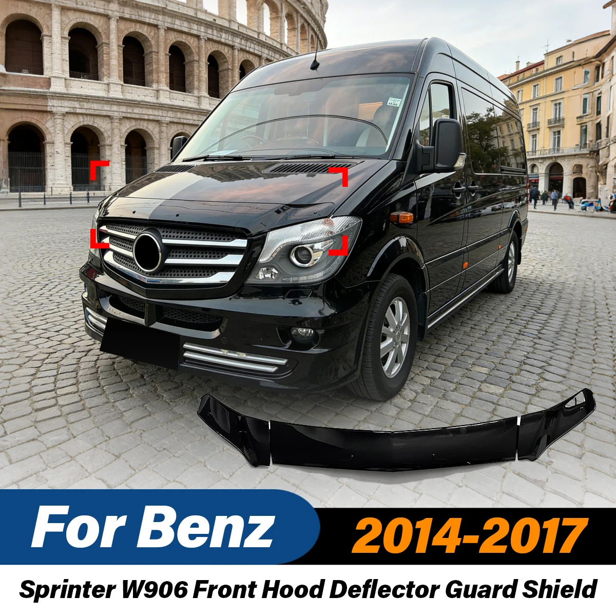 

Для Mercedes-Benz Sprinter W906 2014-2017: Премиальный передний дефлектор капота, защита от насекомых, аксессуары для защиты капота