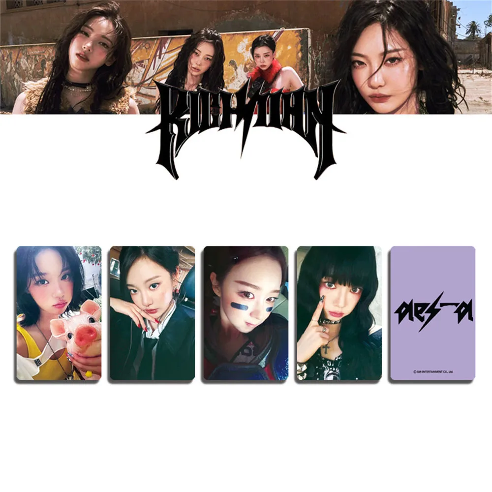 8 szt./zestaw KPOP Rich Man Album Fotokarty z członkami zespołu KARINA GISELLE NINGNING WINTER Dwustronne pocztówki Kolekcja dla fanów HD Karty LOMO
