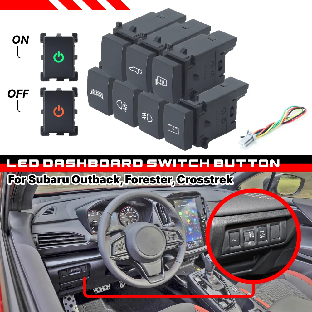 Car LED Light Bar On-Off Push Switch For Subaru Crosstrek Forester Outback Legacy Ascent Impreza WRX Signal Light Switch Button 