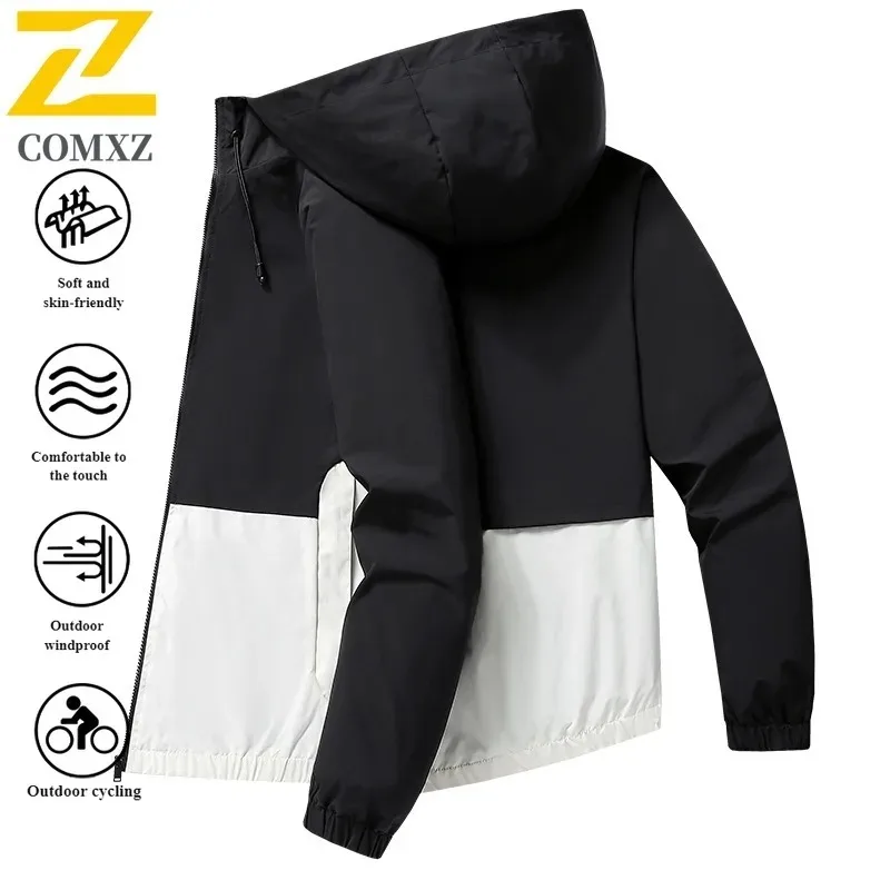 

COMXZ 2025 уличная альпинистская пара однослойная ветровка для мужчин и женщин спортивная куртка дышащая цветная куртка с капюшоном
