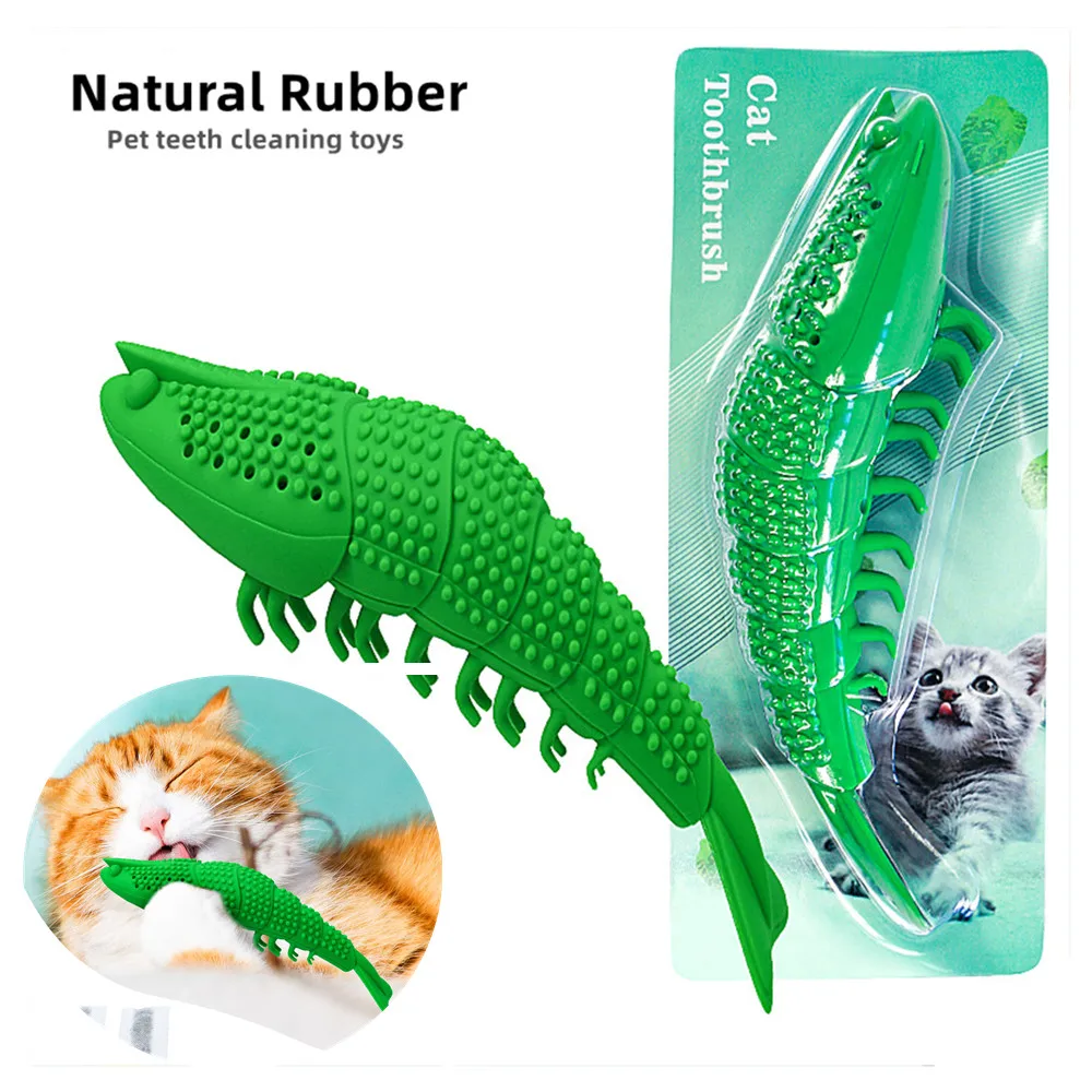 Cat Toothbrush Catnip Toy Cat Interactive Games Durable Hard Rubber 360 Degree Cleaning Dot Toothbrush Chew Toy Pet Dog Toy