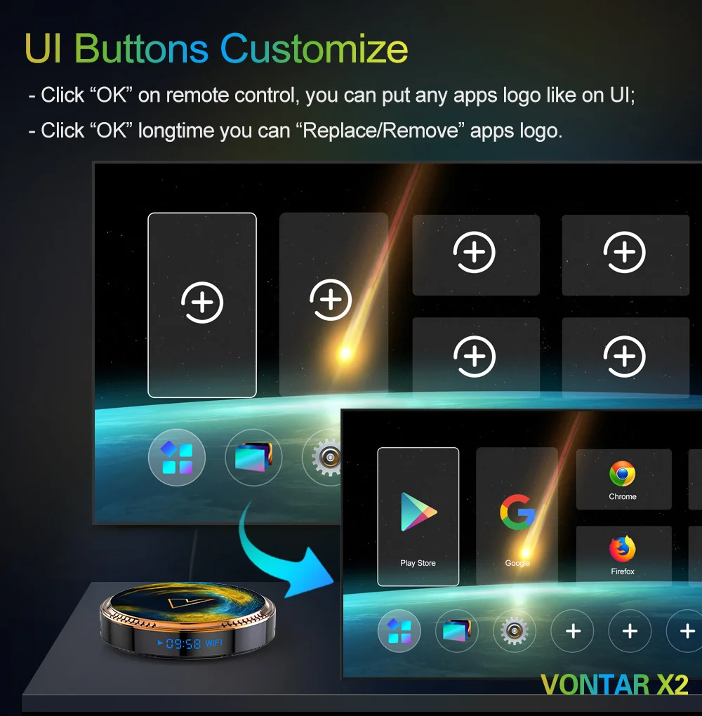 VONTAR X2 Smart TV Box Android 11 Amlogic S905W2 4GB 64GB يدعم 4K 60fps AV1 2.4&5G Wifi BT4.0 مشغل الوسائط 2G16G Set Top Box