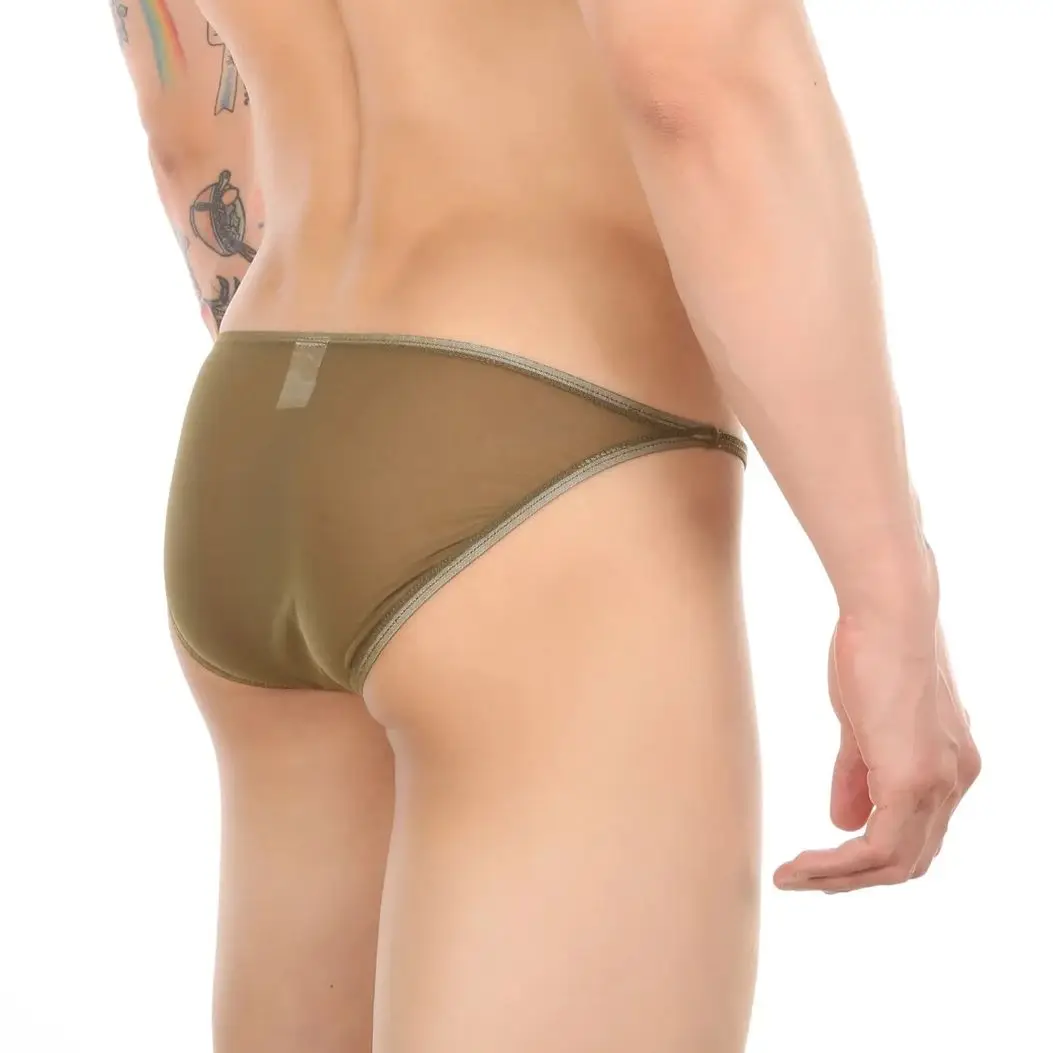 

Men Mesh Bikini Sild Split Breathable Briefs Thin See Through Comfortable High Fork Sports Panties Home Bathing Swimsuit
