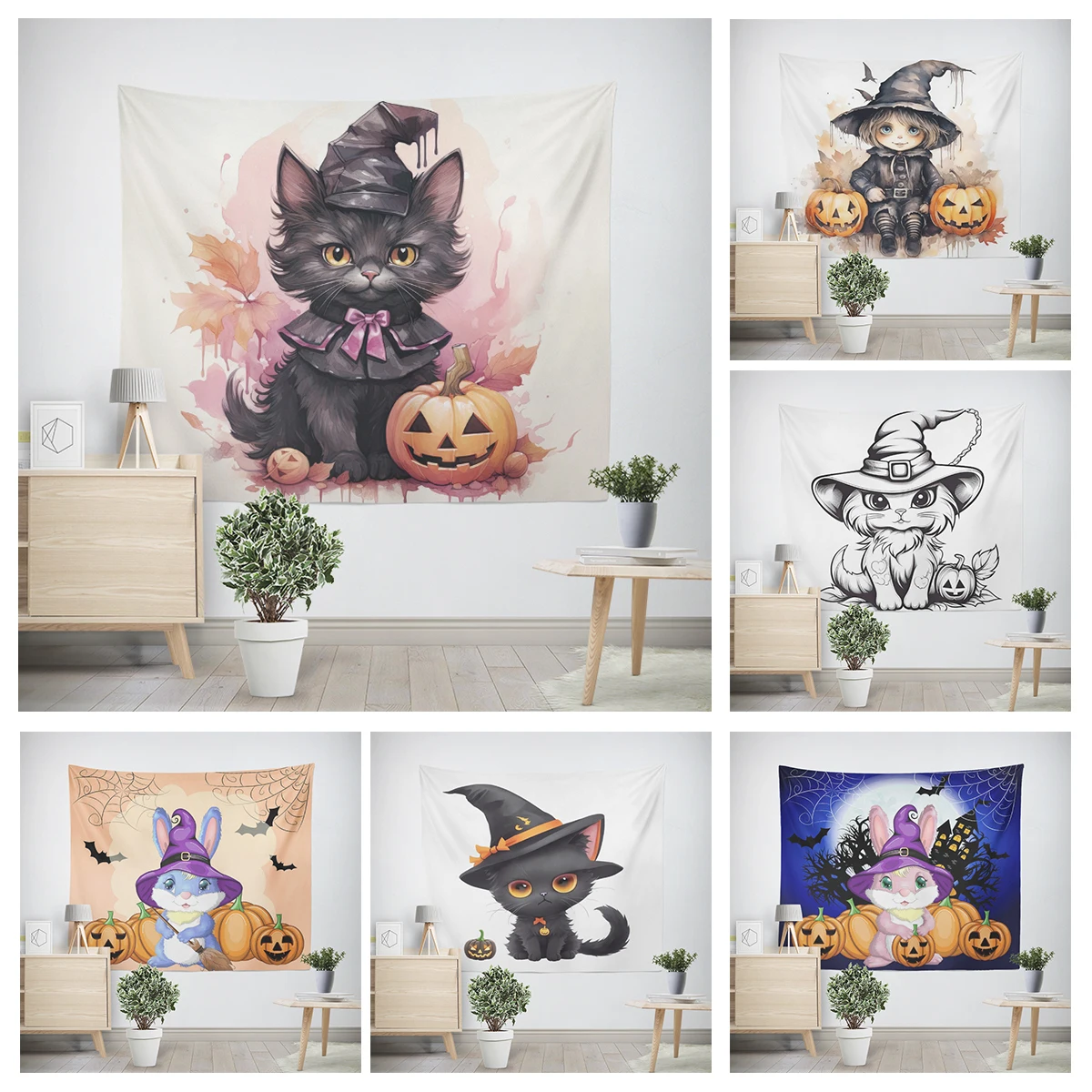 Huisdecoratie Moderne Kamer Decor Items Wandtapijt Esthetische Slaapkamer Muur Kunst Grote Stof Tapestry Halloween Herfst Grappig