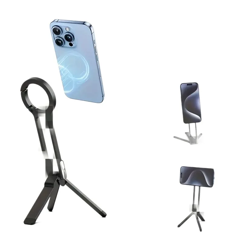 マウントバックル MagSafe 磁気電話スタンド 多機能写真撮影 ライブストリーミング ポータブルアルミニウム合金デスクトップ三脚