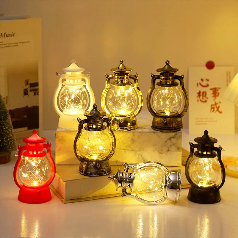 LED Light Christmas Decoration Halloween Retro Portable Lantern Vintage Electronic Candlestick Bar Atmosphere decoration Light