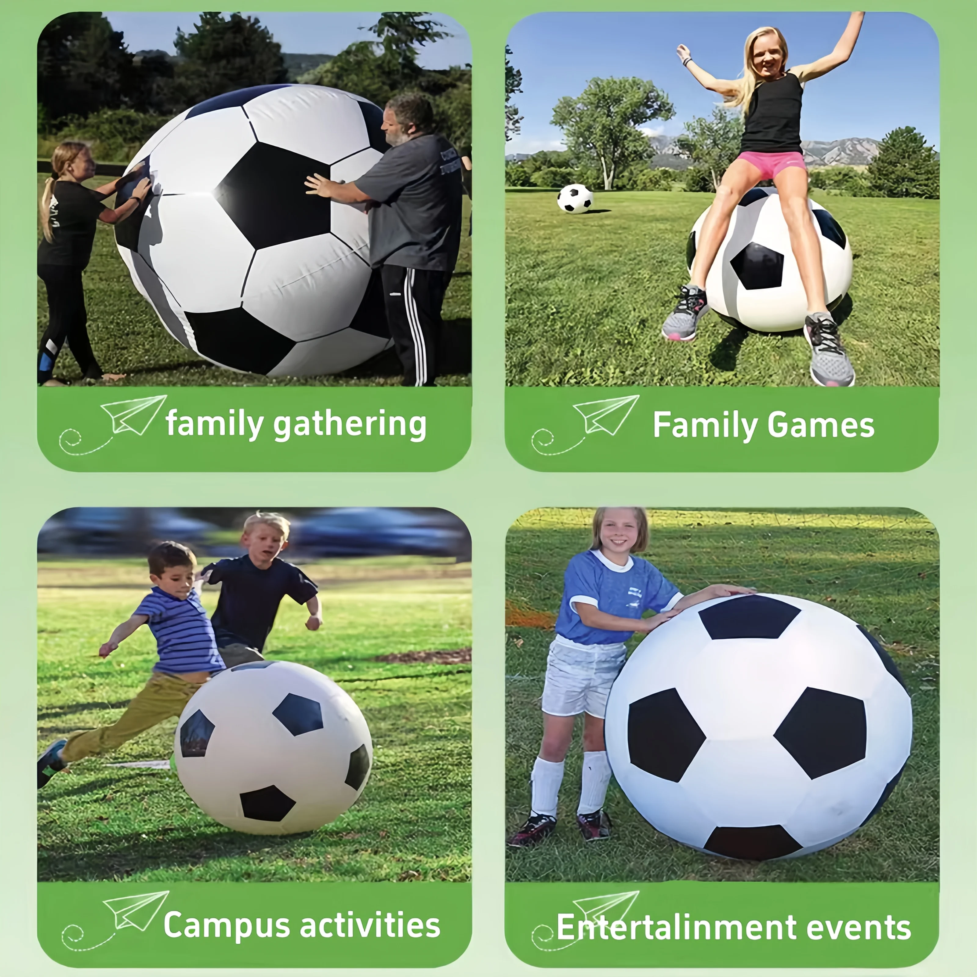 70.1cm Giant Inflatable Soccer Ball Durable PVC Beach Pool Toy for Family Fun Outdoor Play and Sports Events