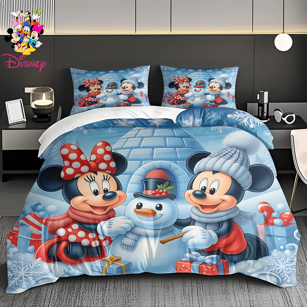

2/3pcs Disney Mickey Minnie Stitch Duvet Cover Set Without Filler Digital Print Machine-washable King/Queen Size Holiday Gift