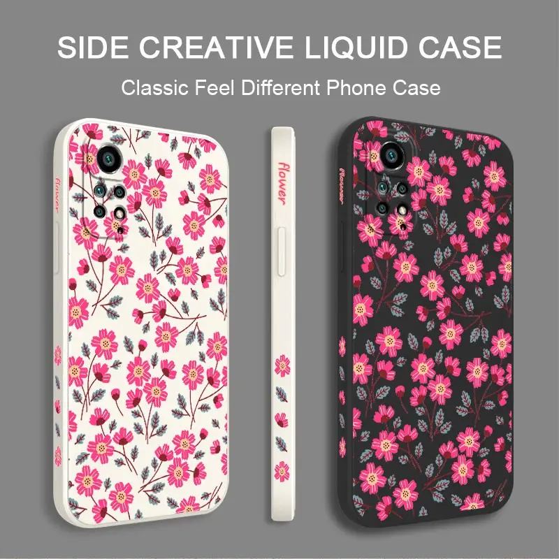 Pink Bellflower Plant Silicone Phone Case For Xiaomi Redmi Note 11 Pro Plus 11 11S 12Pro Plus 10 Pro 12 9S 8 Pro Cover